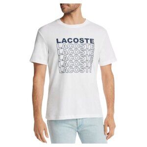Lacoste Men's White T-Shirt Repeat Logo RO3808- Size Medium